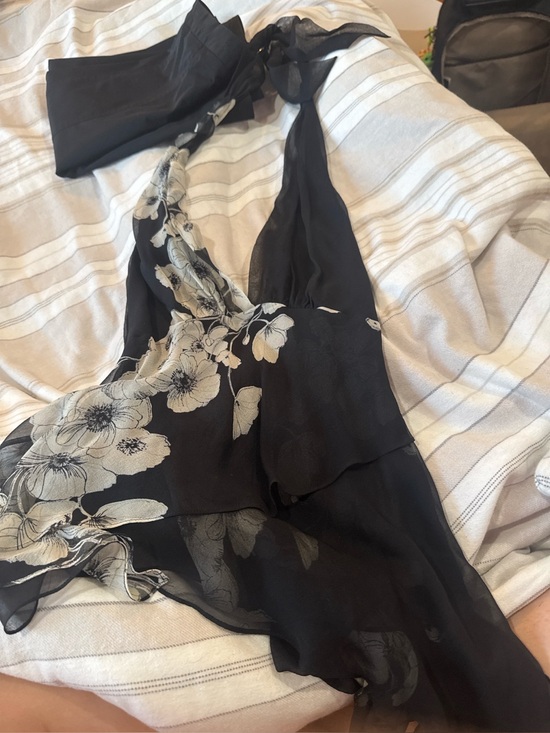 BCBGMaxAzria Accessories - BCBGMaxAzria Black top with White Floral Print